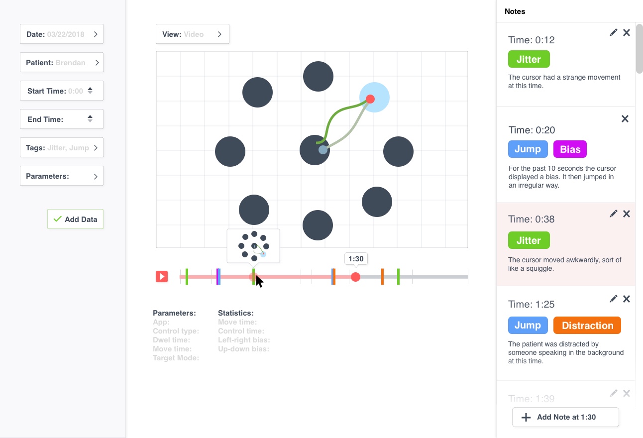 timeline select note